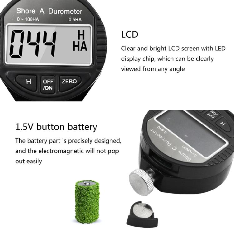 Electronic LCD Durometer Sclerometer Rubber Hardness Tester Meter Paragraph Tool
