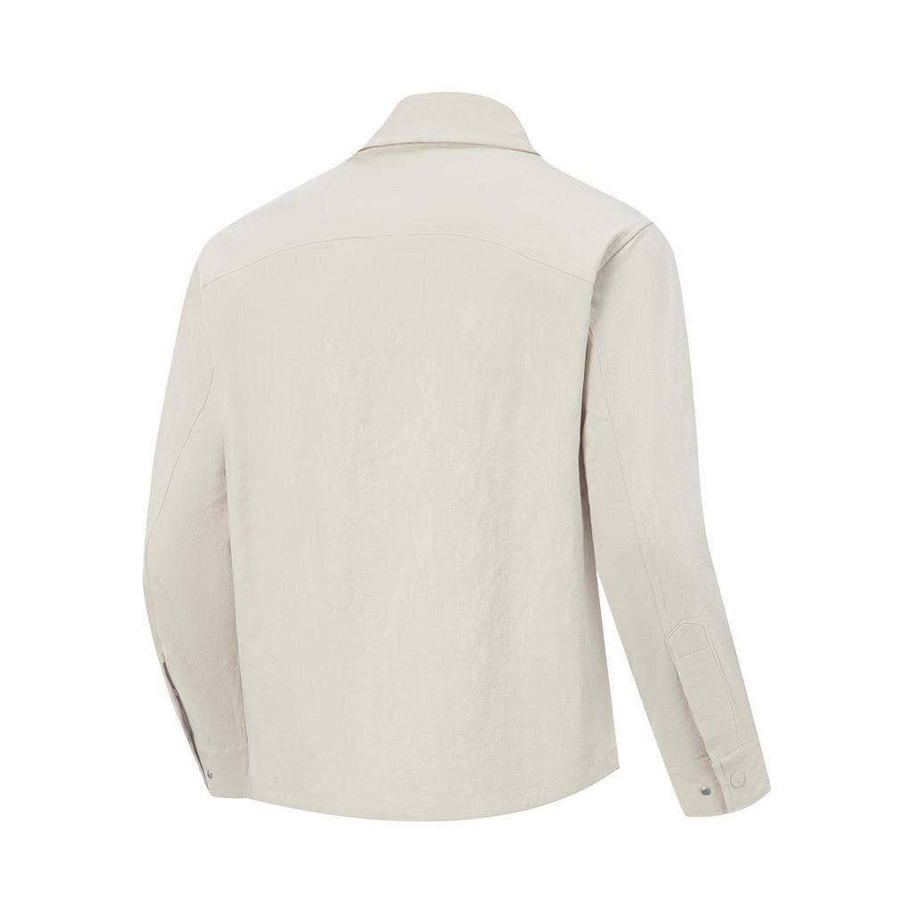 Li Ning Minimalist Comfortable Casual Loose Solid Color Polo Collar Long Sleeve Jacket Men Jacket AFDV895-2