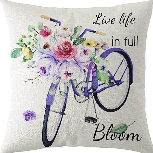 Flowers Daisy Tulip Printed Linen Pillow Case Home Living Room Sofa Bedroom Pillow Case