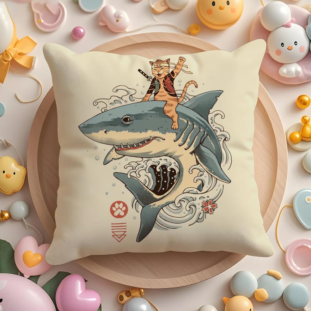 Japanese Style Cat Cushion Cover Home & Car Multi-Scene Pillow Cover - Reversible, Soft & Durable for Daily Use