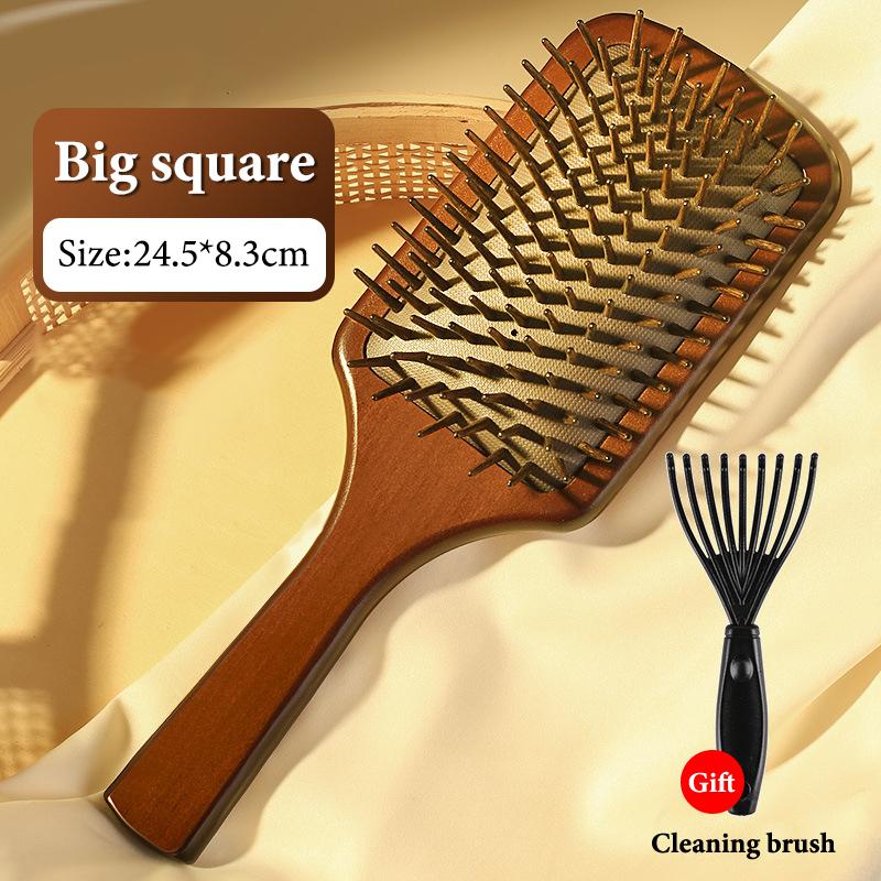 1Pcs Sandalwood Hand Carved Air Cushion Comb With Wood Teeth, Scalp Massage Brush For All Hair Types, Wooden Hair Styling