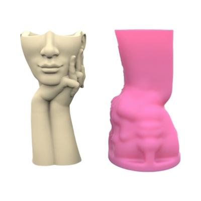 Formy na doniczki na sukulenty, Formy na pojemniki na długopisy z abstrakcyjną twarzą, Formy silikonowe, Doniczki gipsowe, Formy do żywicy epoksydowej dla entuzjastów DIY