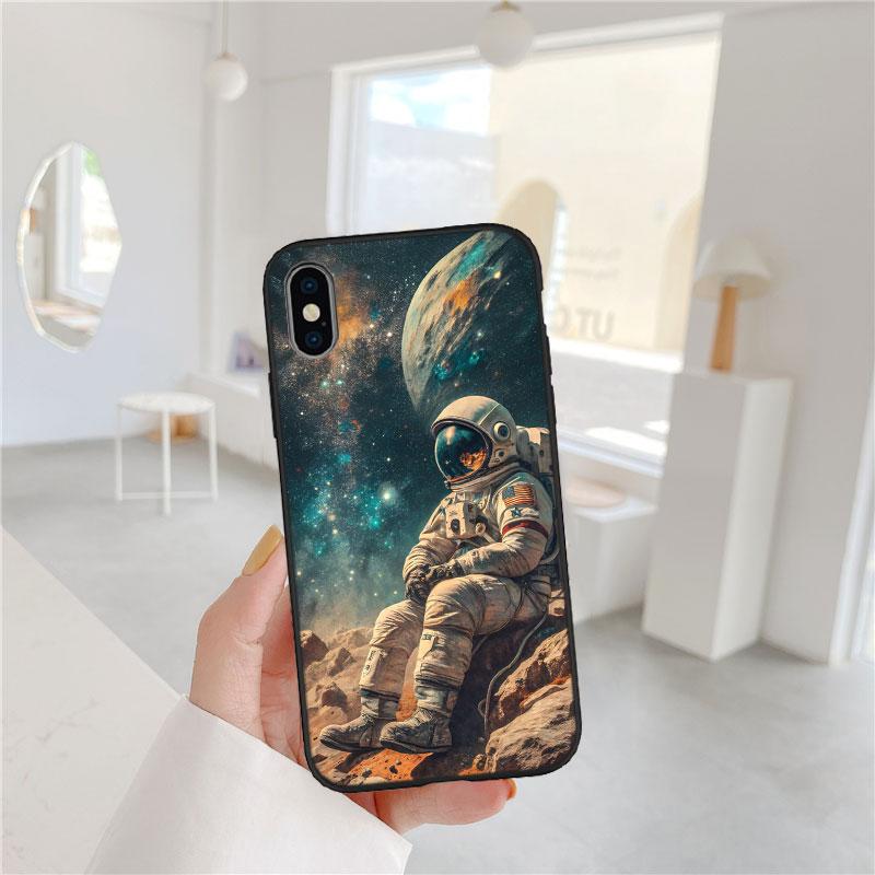 PP7 Astronaut Space Moon Soft Shell Phone Case for OPPO A3 Pro A72 A74 A76 A77 A77S A78 A79 A94 A95 A18 A40M A58