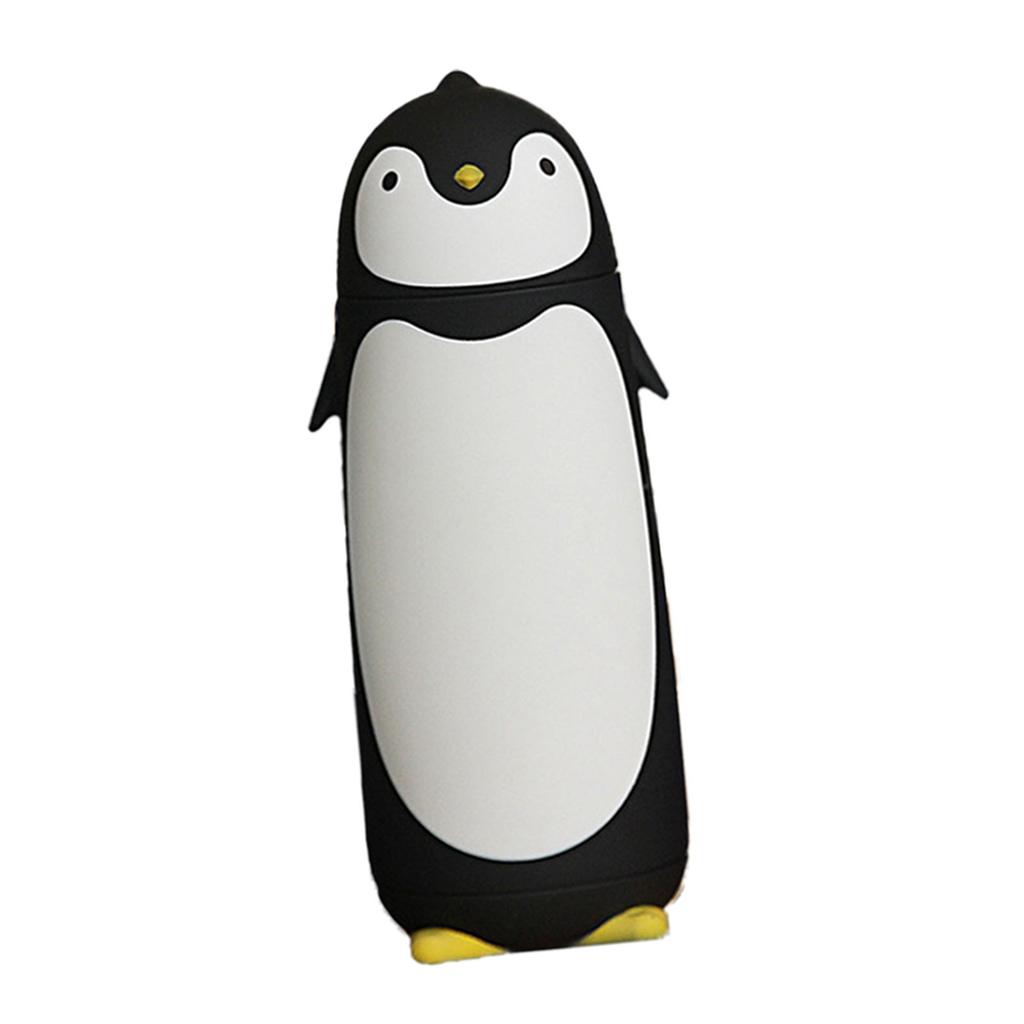 Water Bottle Penguin Design Heat Insulation 300ml Portable Water Cup for Outdoor Black