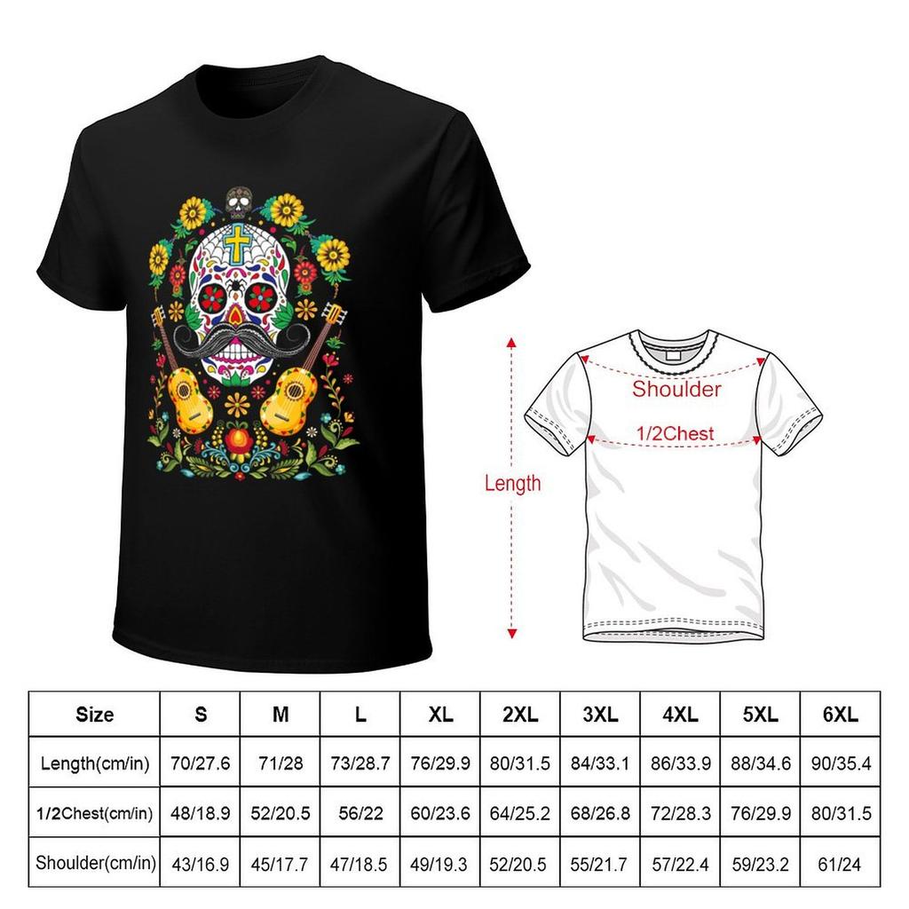 Day of the Dead Guitar Sugar Skull Dead Dia De Muertos TShirt graphics anime figures anime tshirt men graphic t shirts
