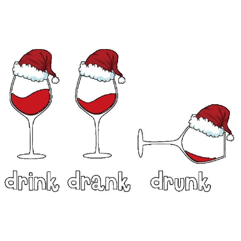 Vánoční tričko se sklenicí na víno Černé Pít Pil Opilý Design se Santa kloboukem Dámský Ležérní Sváteční Párty Top