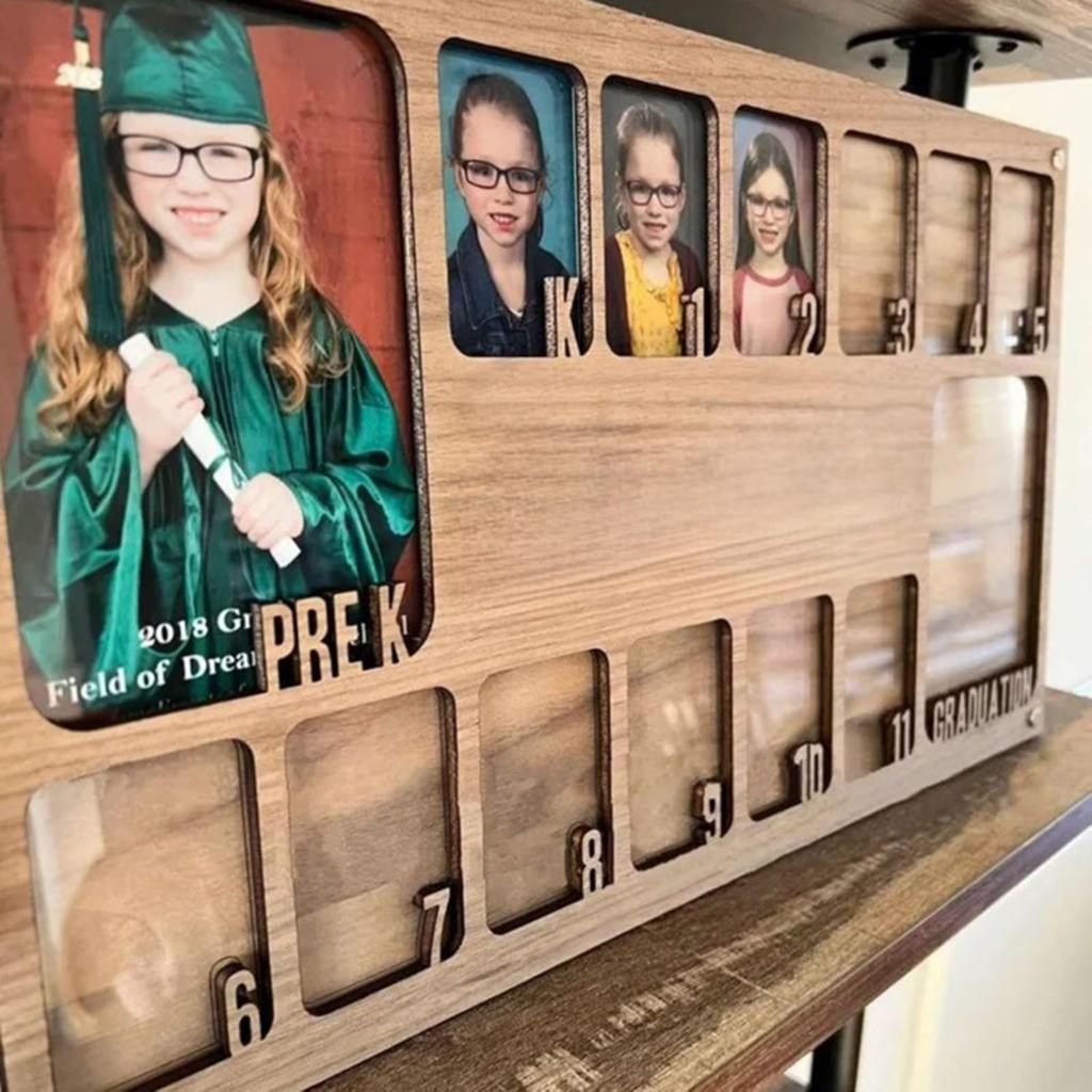 Pre-K To 12 School Years Photo Frame Personalizing Wooden Picture Frame Graduation Keepsakes for Kids and Teachers Gift