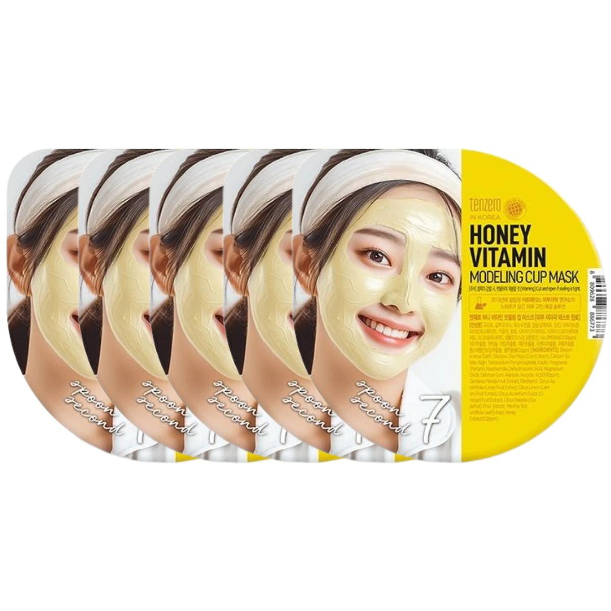 Tenzero Honey Vitamin Modeling Cup Mask Nourishing & Radiance-Boosting Rubber Mask 1ea (Pack of 5)