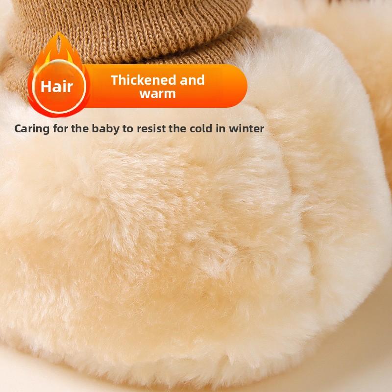 Thickened Fleece-Lined Baby Step Learning Shoes Winter 0-12 Months Soft Bottom Baby Shoes All Season Baby Socks Shoes