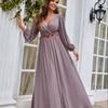 Foreign Trade European and American Style Evening Dress V-Neck Elegant Long Dress Sexy Dress Long Maix Party Dress