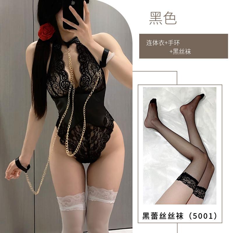 Spice girl lace bundled mesh patent leather splicing royal sister temperament onesie sex underwear uniform