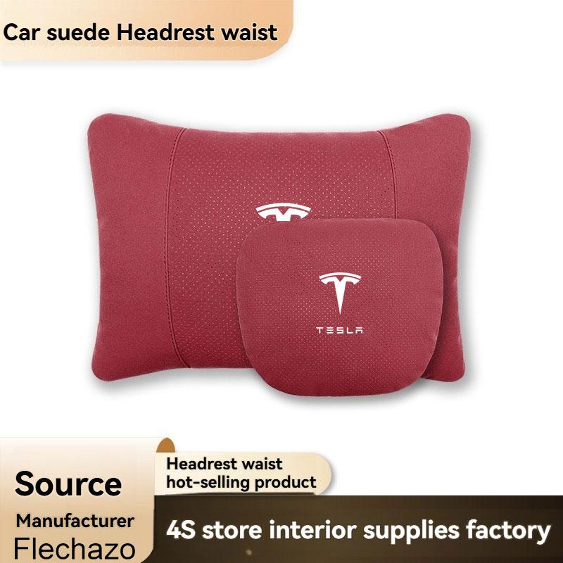 Tesla Model 3 Model Y Model S Model X Samochód Zamszowy Zagłówek Podpórka pod Szyję Siedzenie Miękka Poduszka na Szyję Samochodowy Tesla Akcesoria Samochodowe