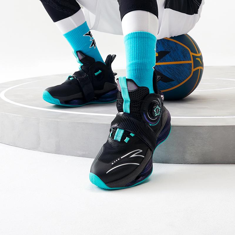 Anta Kids Air Cushion Mesh Non-Slip Shock Absorbing Wear-Resistant Breathable Casual Shoes Kids Sneakers Black Green 312241110-5