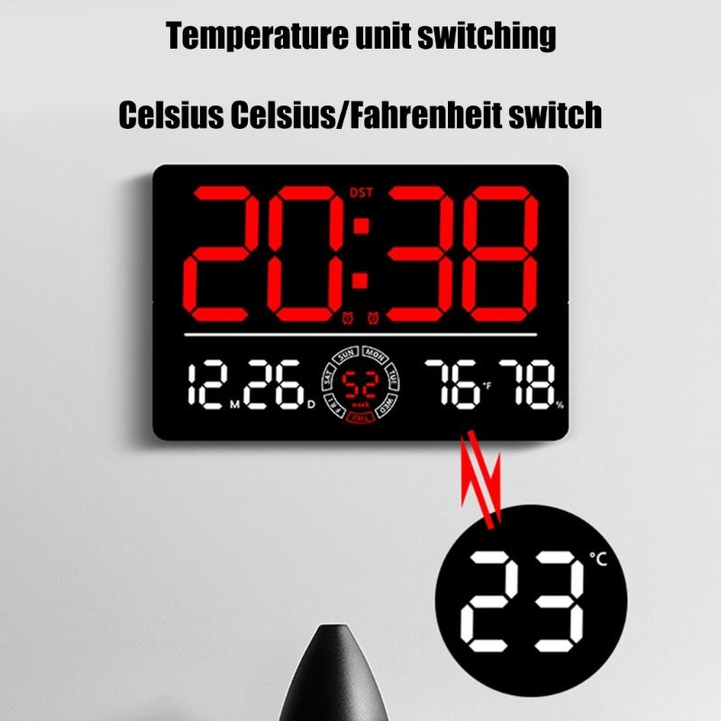 LED Digital Clock Auto Time Sync Large Display with 2 Alarm and Countdown Functions Temperature Display for Home Office