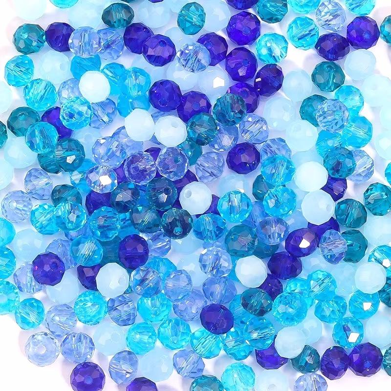 4mm/6mm Briolette Glass Beads Jewelry Making Faceted Rondelle Colorful Crystal Spacer Loose Beads for Bracelet Necklace DIY