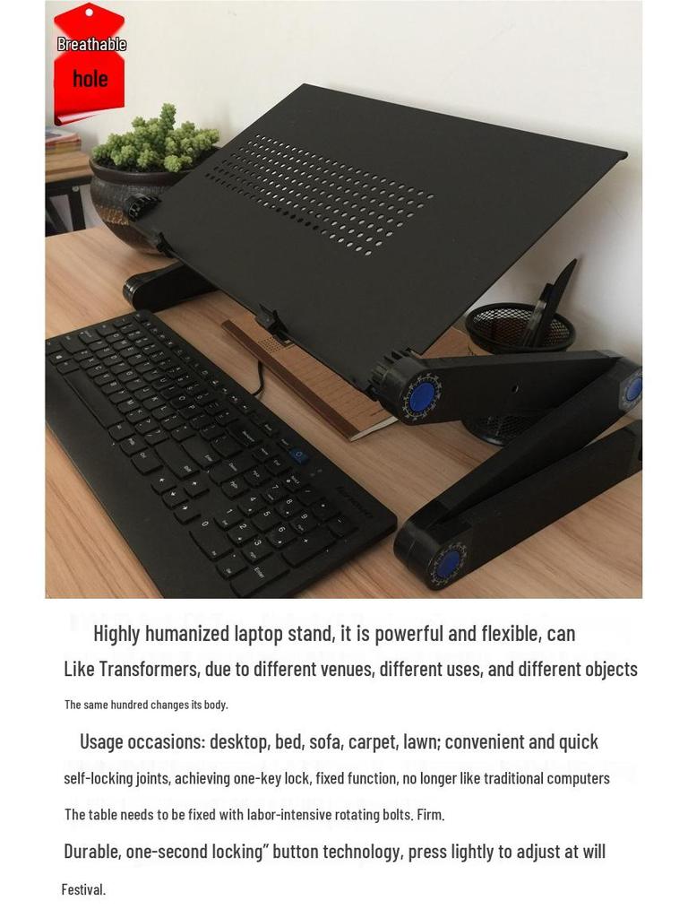 Składany stojak na laptopa z tacą chłodzącą do łóżka i biurka - Wsparcie kręgosłupa szyjnego