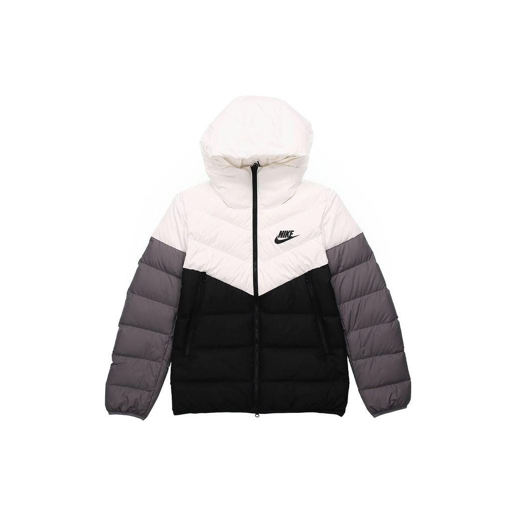 Nike NSW Down Fill Color-Block Casual Sport Hooded Jacket Men Outerwear Black White CU0226-100