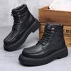 Fashion Fashion Mens Lace Up Walking Boots Leather Male Casual Shoes High Quality Comfortable Motorcycle Boots New High Top Man Botas