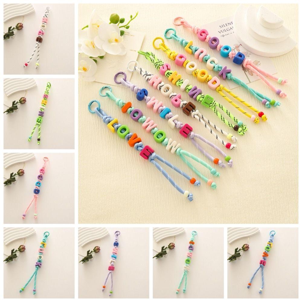 Colorful Acrylic Beads Keychain Anti-Lost Beaded Tassel Pendant Fashion Mobile Phone Lanyard  Ins