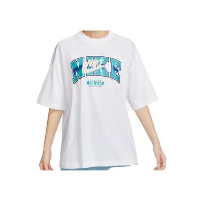Printed Round Neck Loose Casual Sport Short Sleeve T-Shirt Women Tops White FQ7011-100