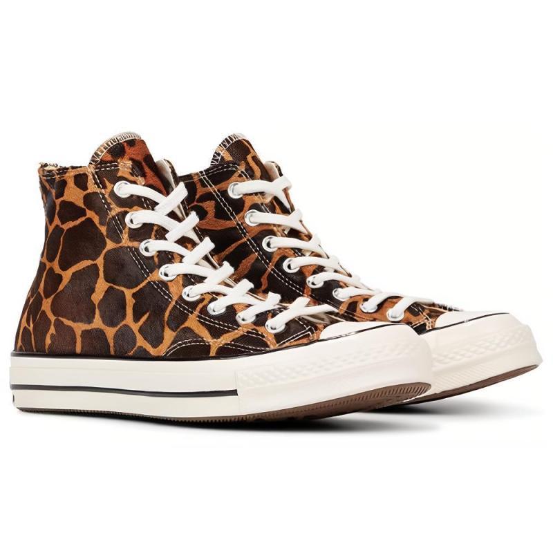 Converse 1970s Round-toe Lace-up High-Top Canvas Unisex Brown White