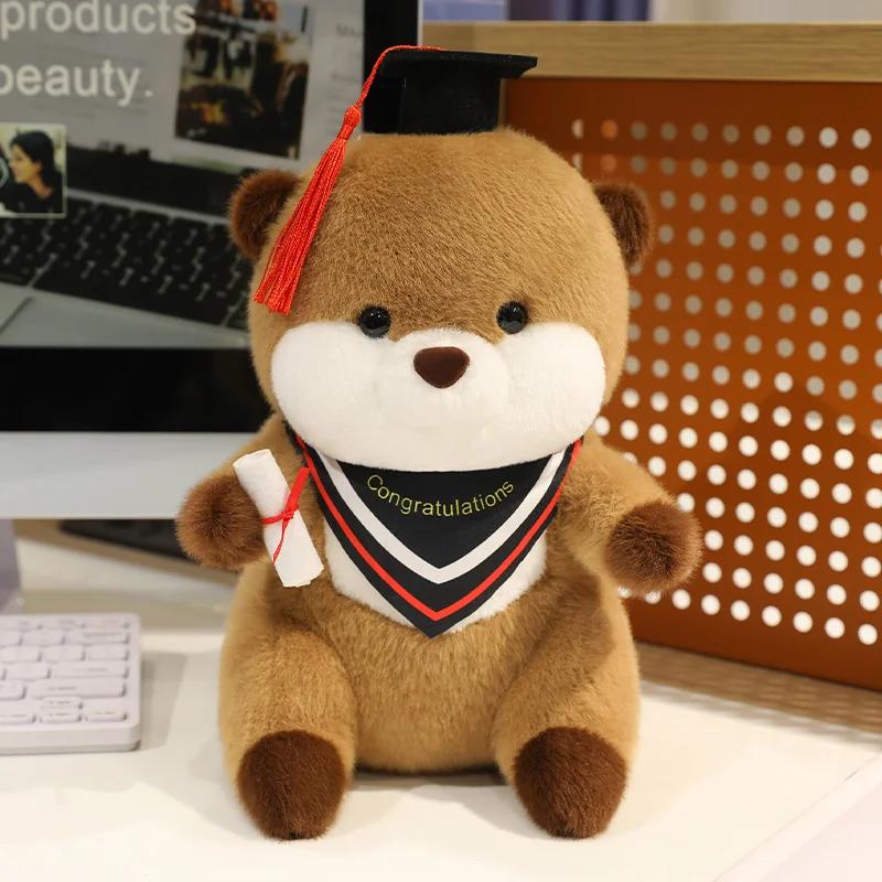 25Cm Cute High Quality Cartoon Sea Otter Plush Doll With Doctor Hat And Diploma Home Decor Graduation Gift For Kids And Students