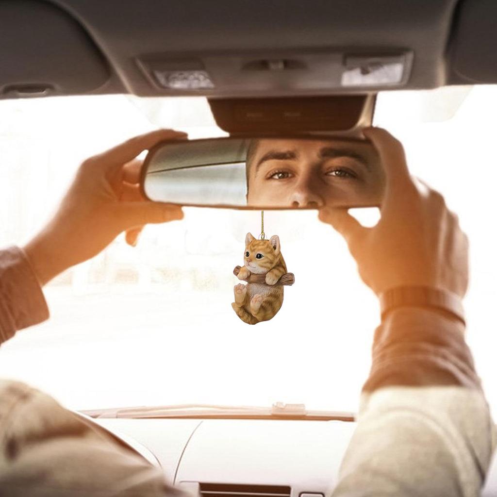 Car Rearview Mirror Decoration - Cute Cat Shaped Acrylic Car Rearview Mirror Decoration Cute