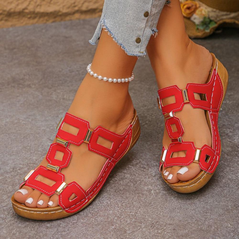 

Summer Women s Purple Wedge Sandals Open Toe Cutout Design Non-slip Comfortable Casual Beach Shoes 42EU/CN43 червоний