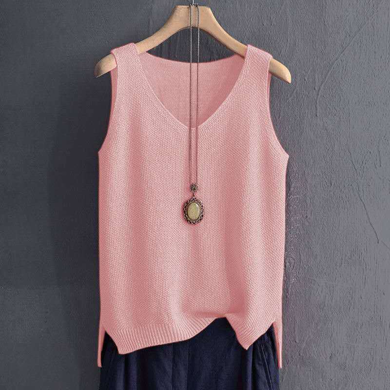 - catty loose large size sling vest women's summer knitted ice silk T-shirt bottoming shirt sleeveless inner top
