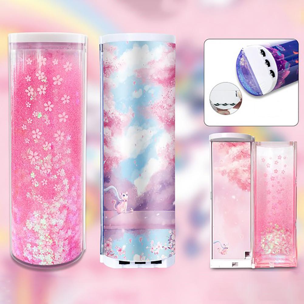 

Mechanical Password Stationery Box with Calculator Mirror Quicksand Pencil Case