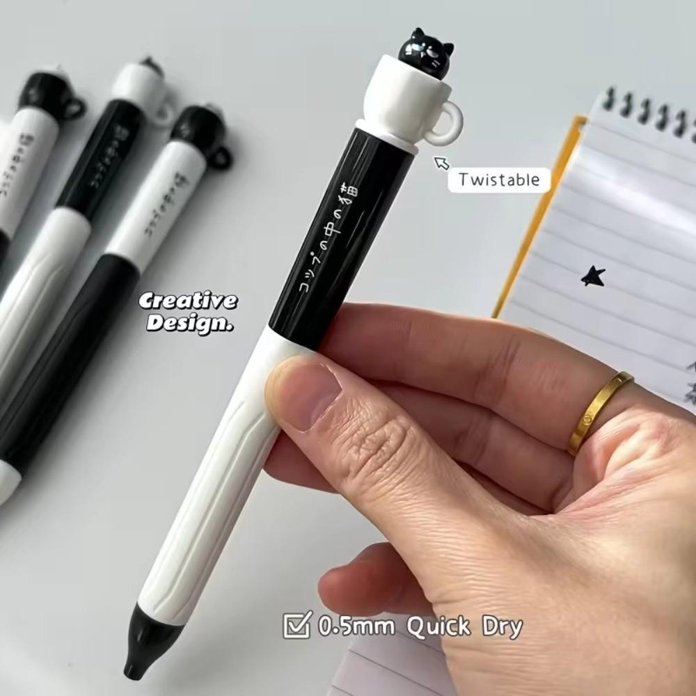 4PCS Smooth Writing Teacup Dog Gel Pen 0.5mm Stationery Pen Funny Quick-drying Black Pen Office Use