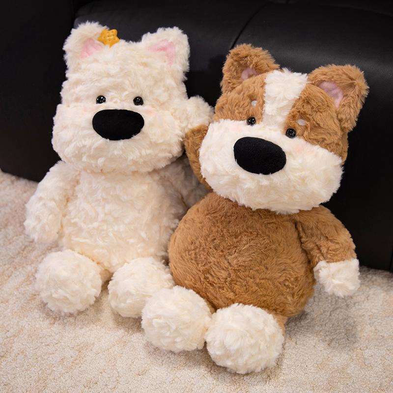 Non-Toxic Kawaii West Highland White Terrier Plush Toys Cute White Dog With Clothes Accessories Doll Funny Birthday Gift