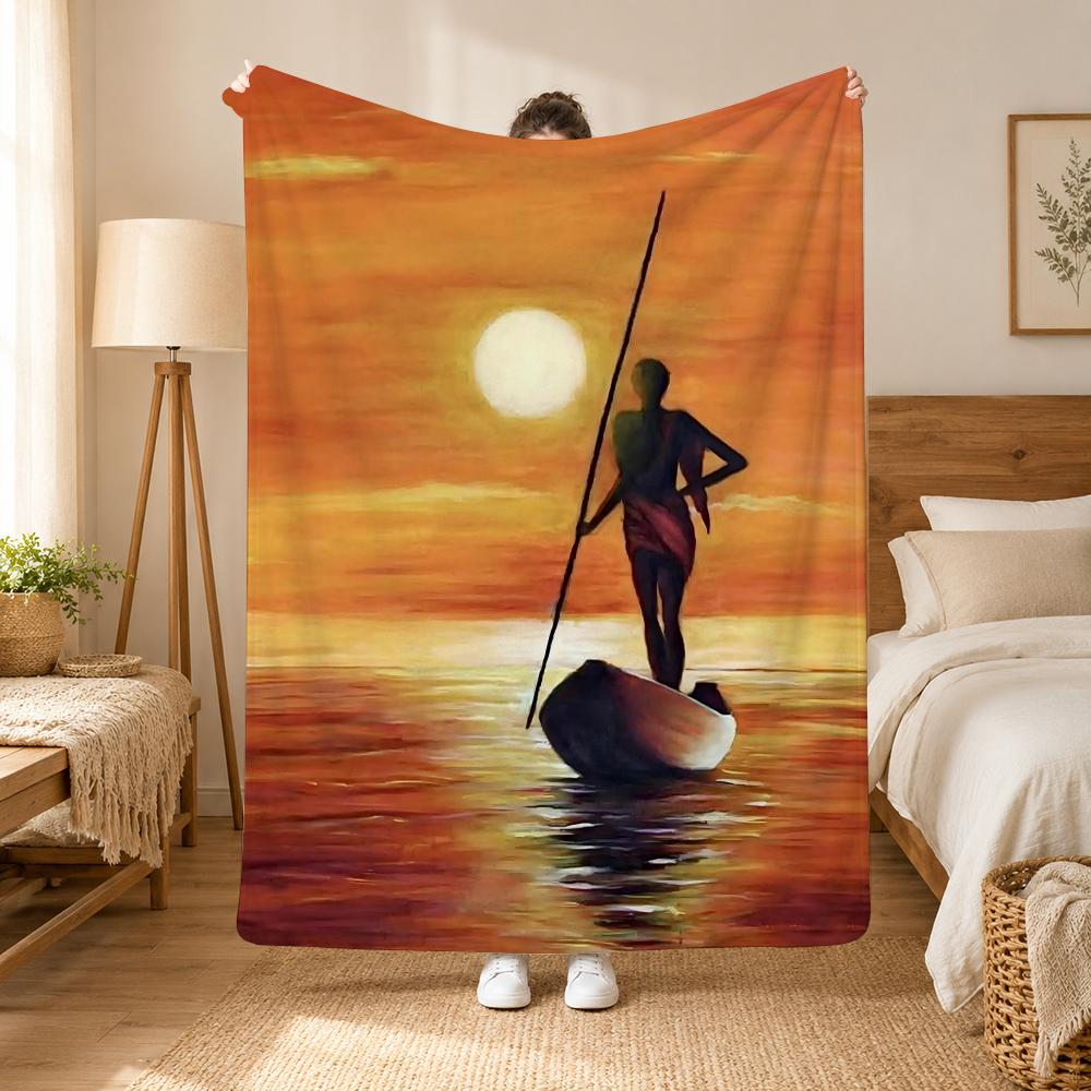 Abstract Painting African Living Throw 240g Flannel Blanket, Suitable for Sofas, Beds, Offices,  Exquisite Gift Blankets