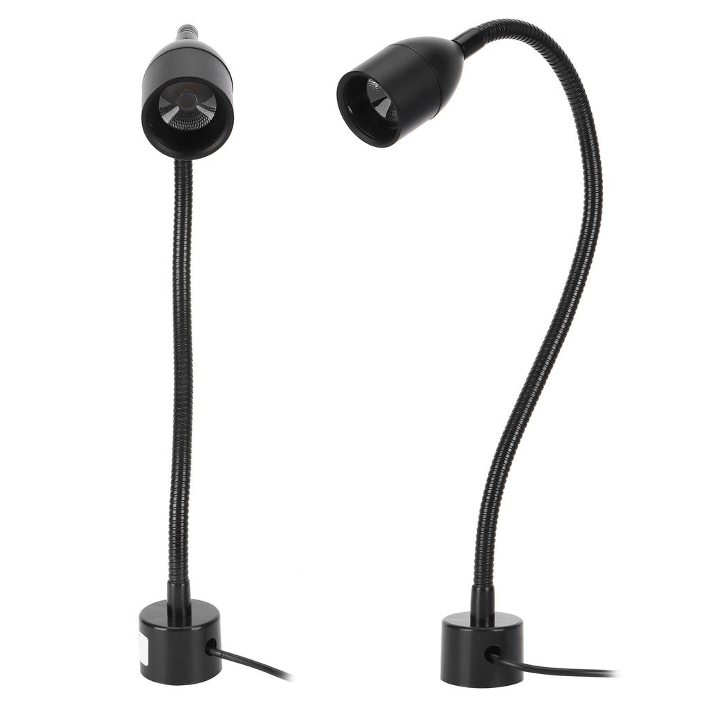 Luz de trabalho LED 5W, base magnética flexível com pescoço de ganso para máquina de costura, iluminação industrial, plugue da UE