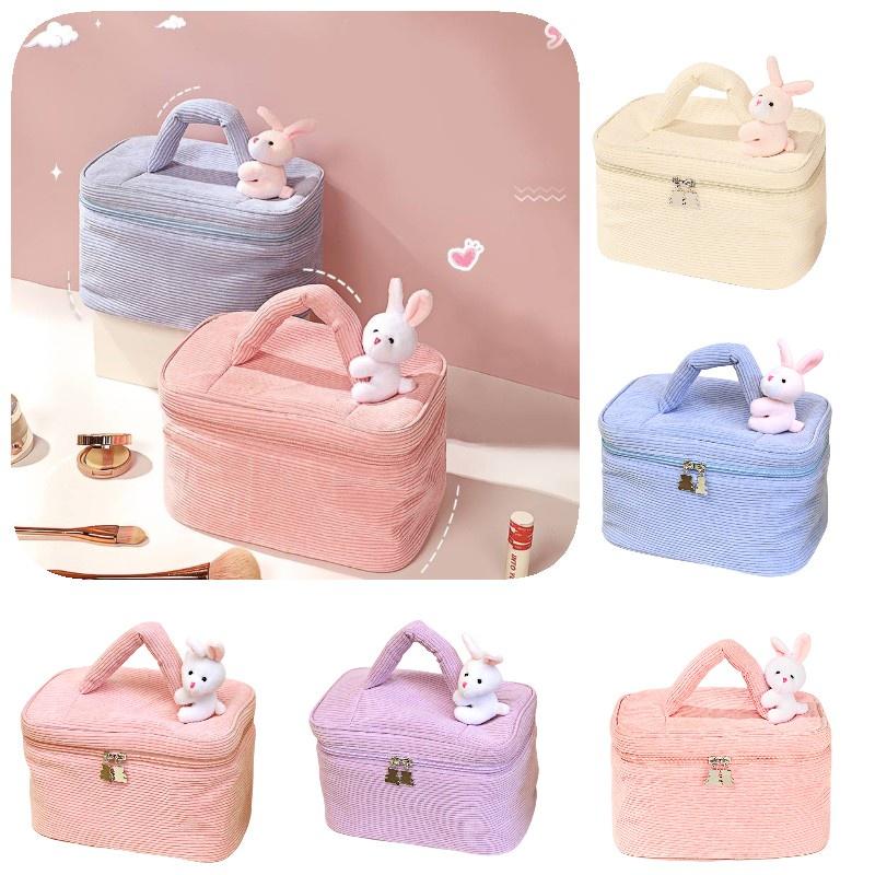 Portable Plush Toiletry Bag For Women With Multiple Compartments And Easy-to-use Dual Zipper