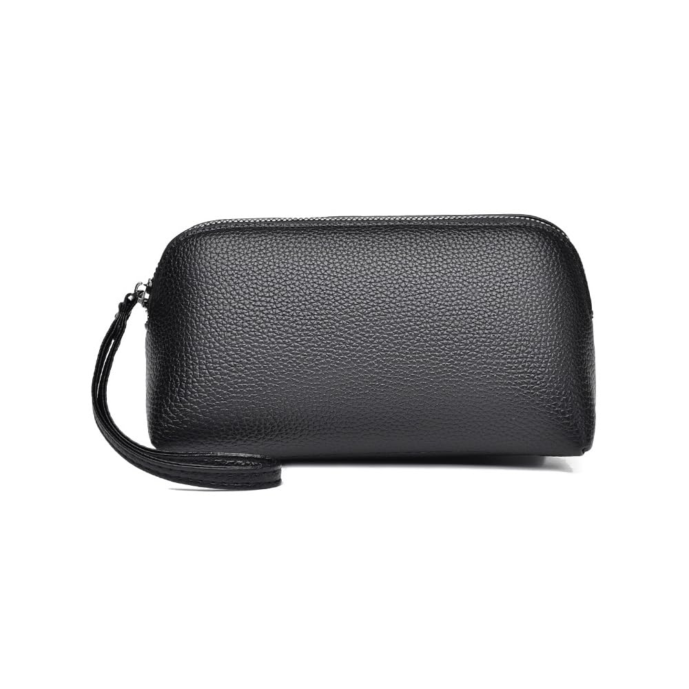 Skinn Mini Second Bag Veske Clutchveske Liten Tykt Skinn Håndstropp Håndveske Bryllupsveske Formell Business Seremoniell Veske Svart Brun [Whatna] 2-veis
