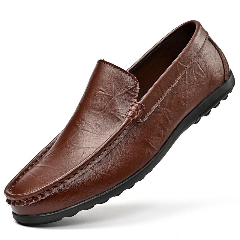 Men's Handmade Slip-On Leather Loafers - Autumn British Style, Casual & Business, Soft Sole Driving Shoes