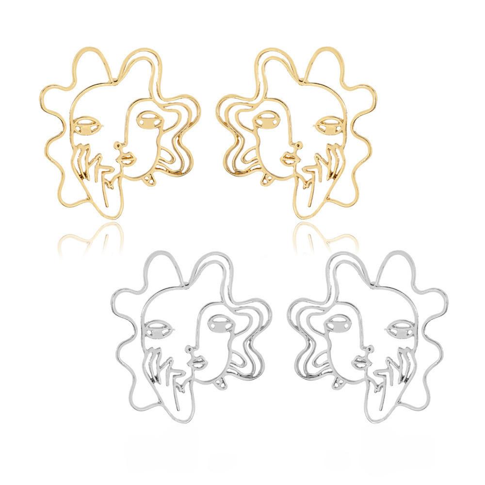 Trendsetting Alloy Face Earrings For Women Stylish And Modern Metal Ear Studs
