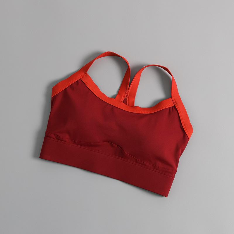 Women's Shockproof Color-Blocked Sports Bra: Quick-Dry, High-Intensity Yoga Top with Integrated Fixed Cups
