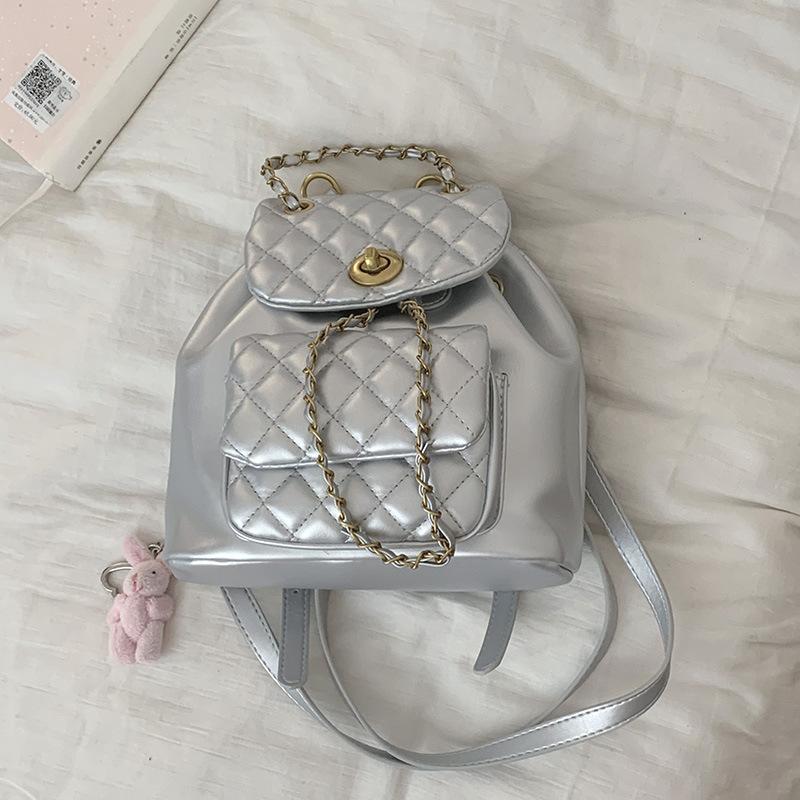 Xiaoxiangfeng Diamond-shaped Backpack, Fashionable Chain Bucket Bag, Versatile Single-shoulder Backpack