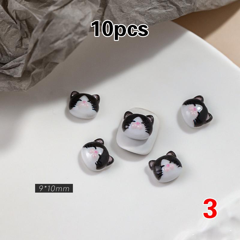 

10 шт. черно-белые аксессуары для ногтей для кошек, мультяшные 3D-наклейки на ногти с милой кошачьей попкой, маленькие рыбки, украшения для ногтей из смолы, маникюрные украшения своими руками