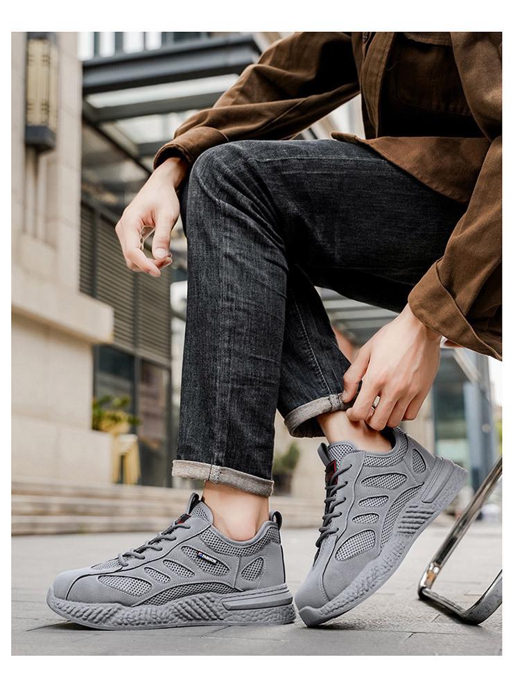 Men's Breathable Mesh Sneakers - Anti-Slip, Soft Sole, Casual Work Shoes for Summer