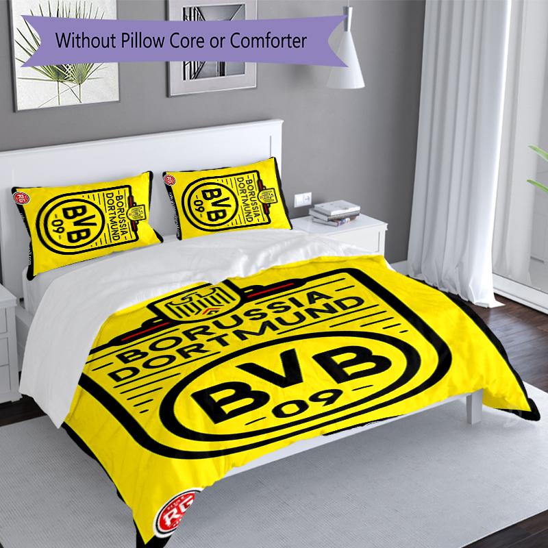 3pcs Borussia Dortmund Duvet Cover Set, Includes 1 Duvet Cover and 2 Pillowcases,Skin-Friendly&Comfortable Fabric,Suitable Bedding Sets