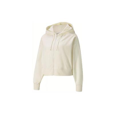 Iconic Logo Embroidered Solid Color Sports Hoodie Women Jackets Ivory 532948-73