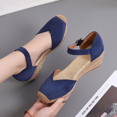 Módní plus velikosti 34--43 espadrilky sandály na klínu pro ženy letní plátěné vysoké podpatky na platformě lanové sandály rybářské boty žena
