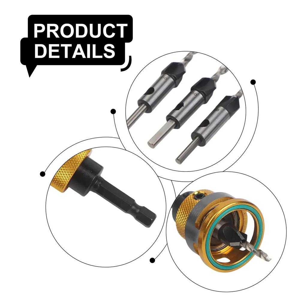Tapered Guide Drills 4-Piece Drill Bit Set DIY Home Repairs Efficient Chip Evacuation Exceptional Hardness 120g