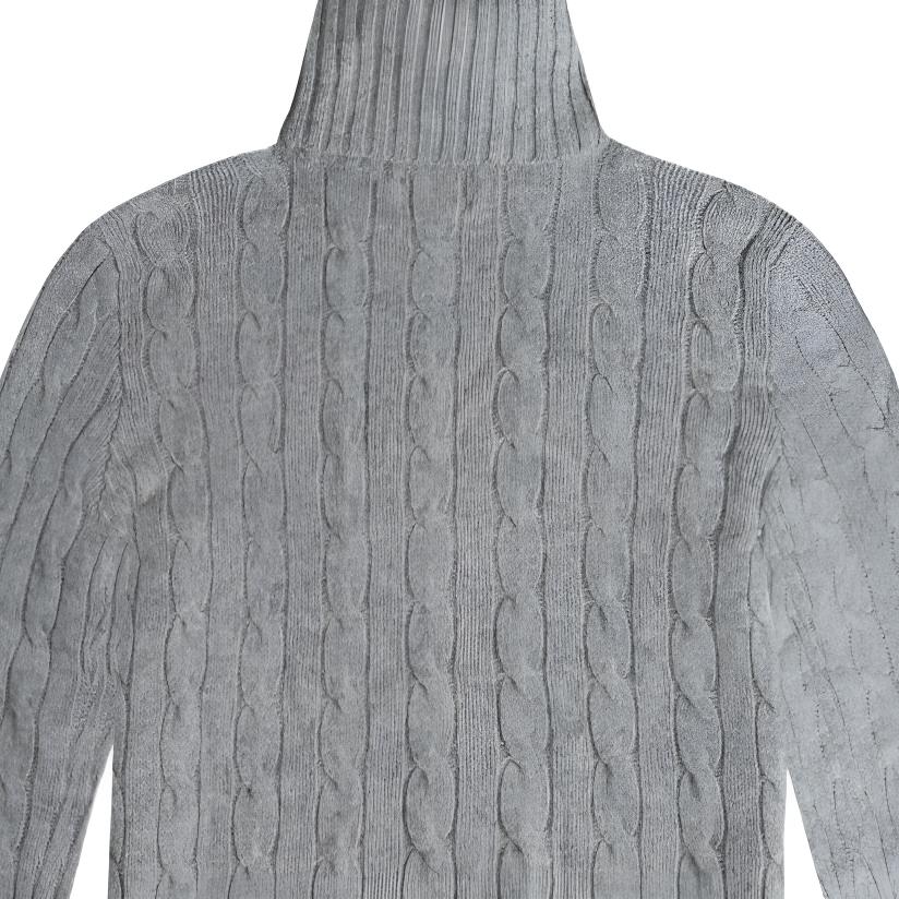 Polo Ralph Lauren FW24 Embroidered High Neck Polo Sweater Women Sweater Light-Gray 211690308-005