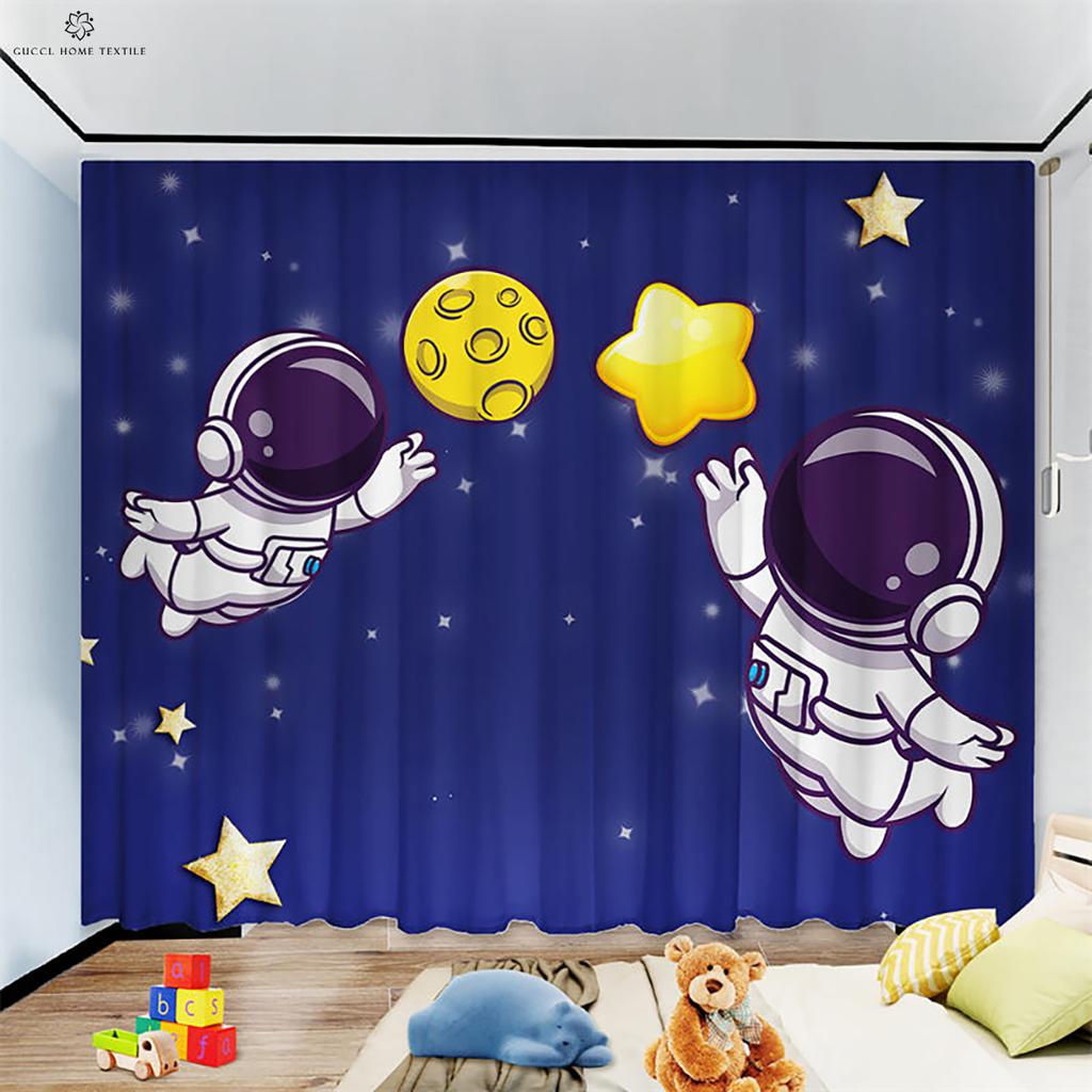 Cartoon Blackout Curtain for Children's Room, Heat Insulation, Living Room, Study, Balcony, 2Pcs, High Quality
