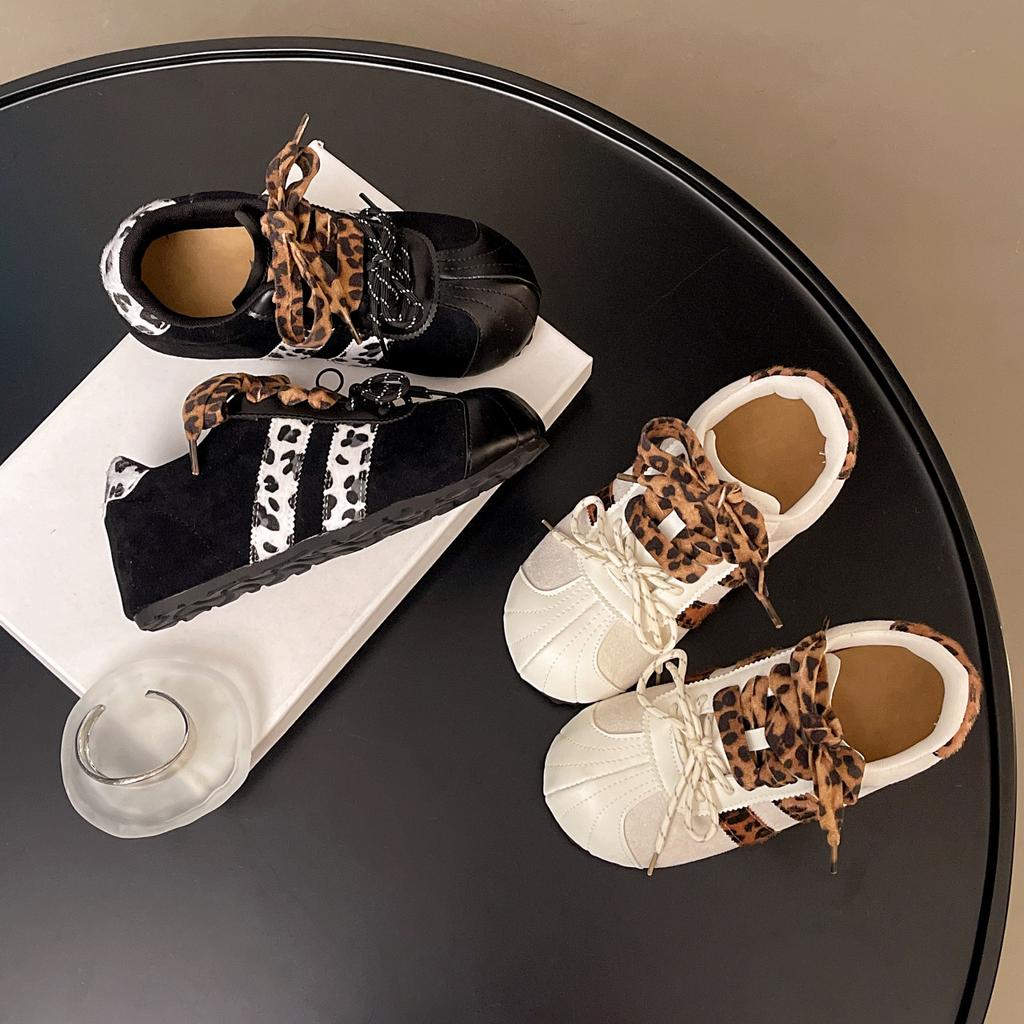 [Fanfuna] Retro Leopard Print German Training Shoes for Women's 2025 Autumn New Niche Design Pair of Shoelaces Casual Sports Shoes
