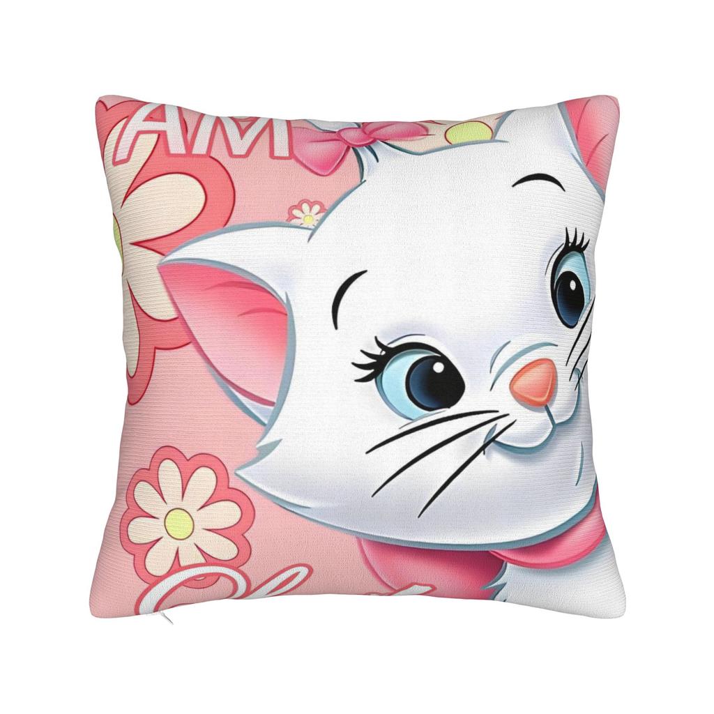 Marie Cat Inspired  Square Pillow Case Cushion Cover Funny Polyester Decor Pillowcase for Sofa 45x45cm